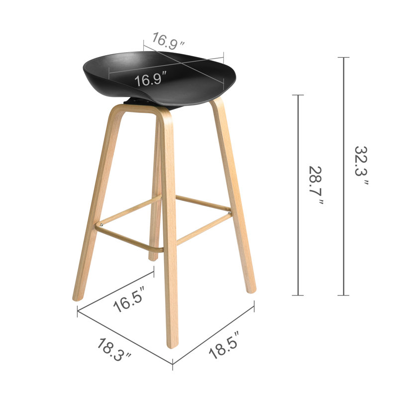 Tabouret 28,7 ", Noir/chêne