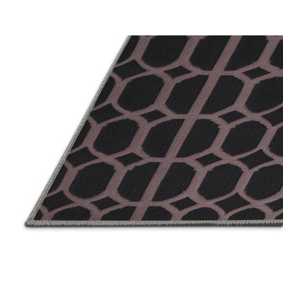 Machine Washable Trellis Purple Area Rug