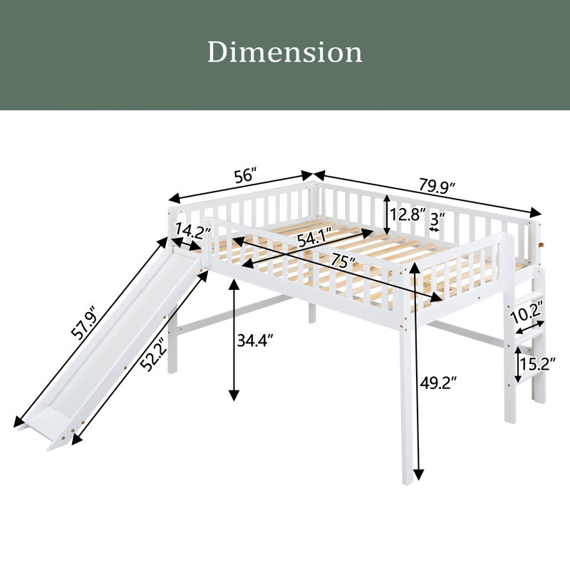 Lit mezzanine double Hennegan Kids, Blanc