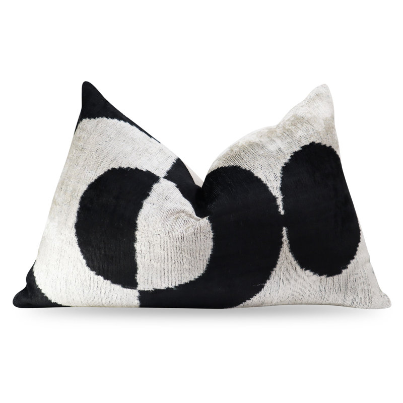 Geometric Velvet Throw Pillow, Black/White Geometric 2