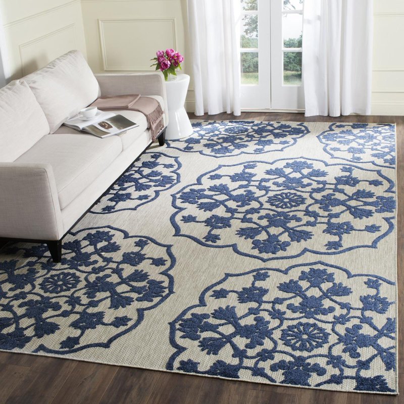 Clairence Rectangle Floral Hand Woven Indoor / Outdoor Area Rug, Rectangle 201 x 290 cm