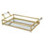 CosmoLiving by Cosmopolitan Gold Metal Mirrored Tray with Acrylic Handles 22" x 12" x 5"