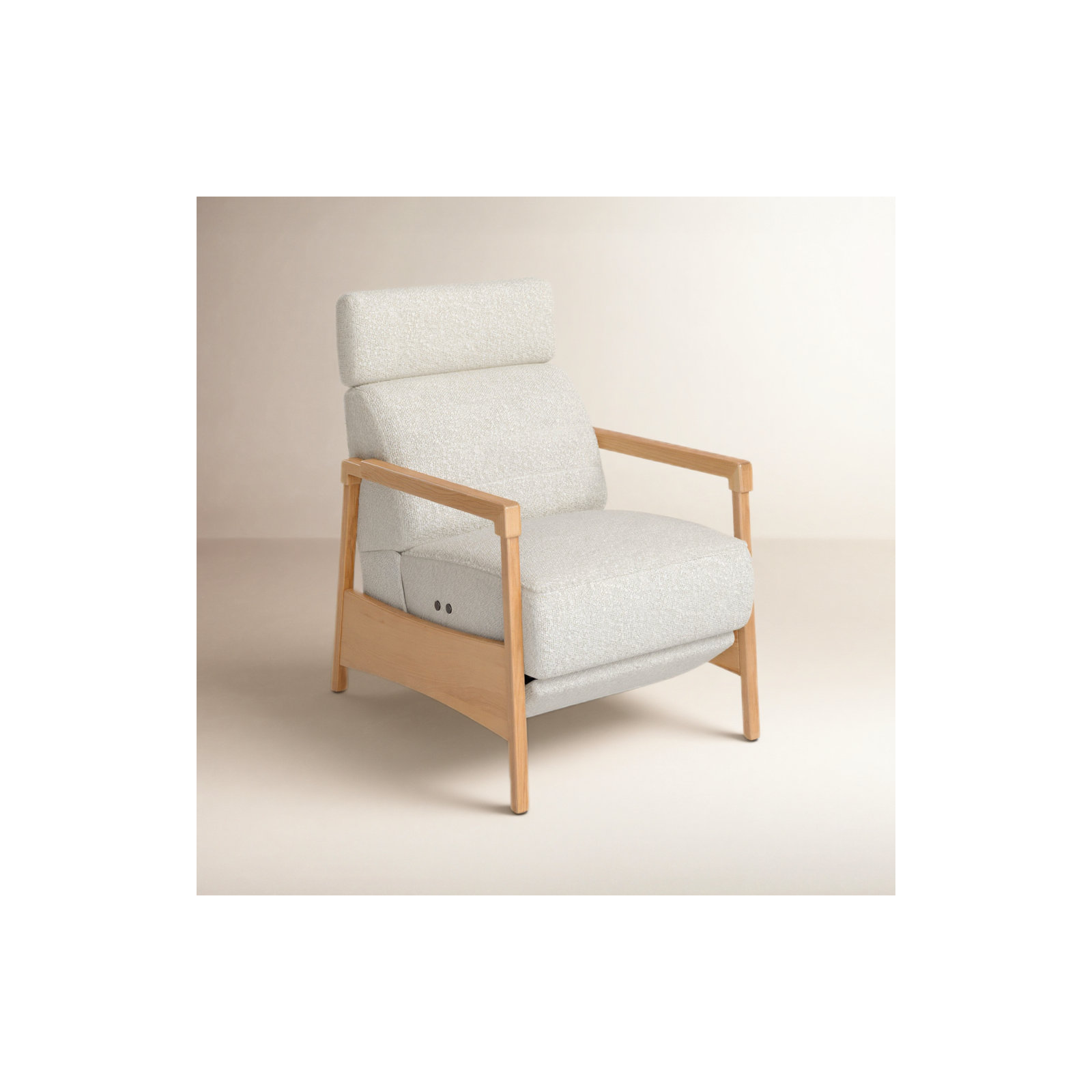 Amada Upholstered Power Recliner, Merino Pearl Performance Boucle