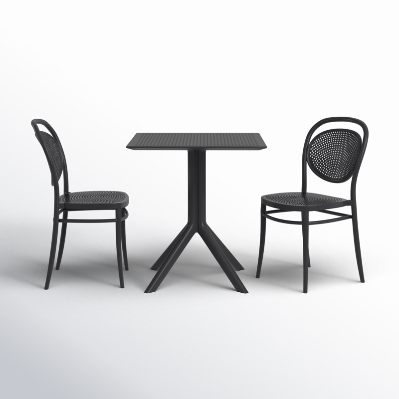Farrah Square 2 - Person 27.5" Long Bistro Set, Black