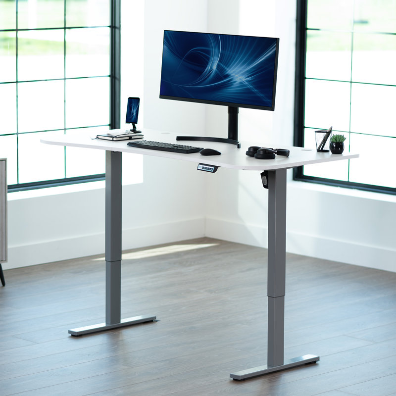 Electric 63" x 32" Stand Up Desk (DESK-KIT-1B1B Series), White/Gray