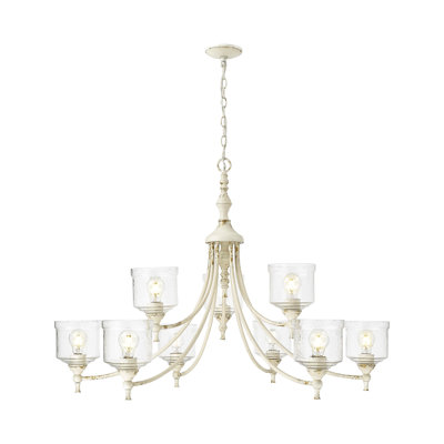 Corder 9 Light Chandelier with Hammered Water Glass Shade