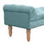 Banc rembourré bleu sarcelle poussiéreux avec pieds, repose-pieds, accoudoirs arrondis et emplacement polyvalent pour chambre, salon, entrée, bouton - pieds stables en bois massif