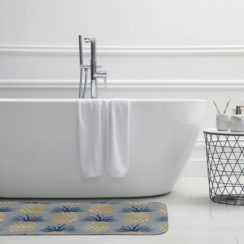 Tapis de bain Pineapple, L 21 po x L 34 po, gris