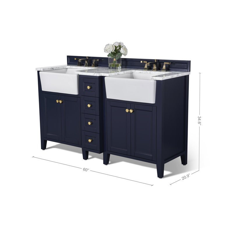 Adeline 60 in. Handmade Double Vanity, Heritage Blue