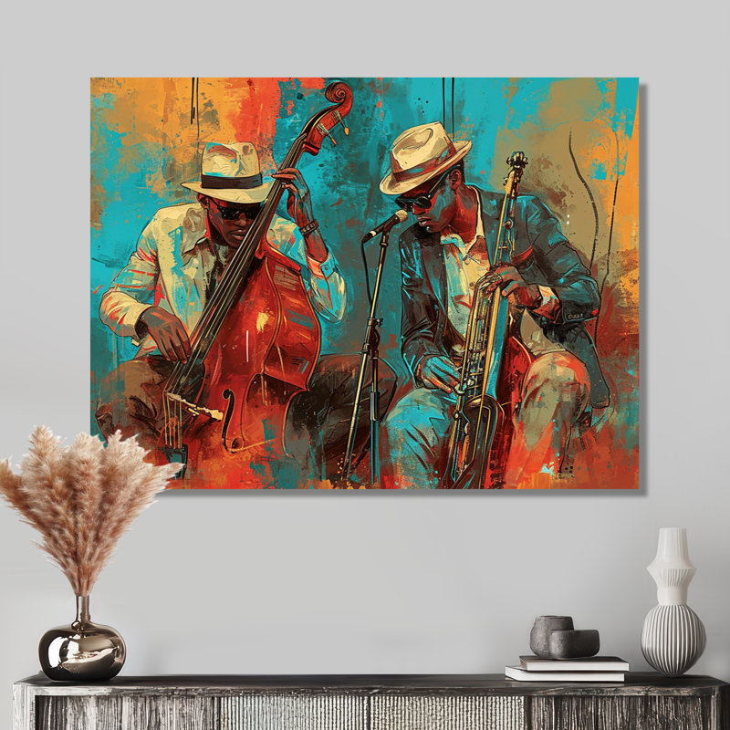 «2 Musiciens - Musicien», reproduction d'art mural, H 12 po x l 20 po x P 1 po, Toile tendue