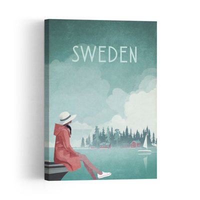 Sweden.Png Peaceful Retro Serene Forest Landscape Wall Art Print