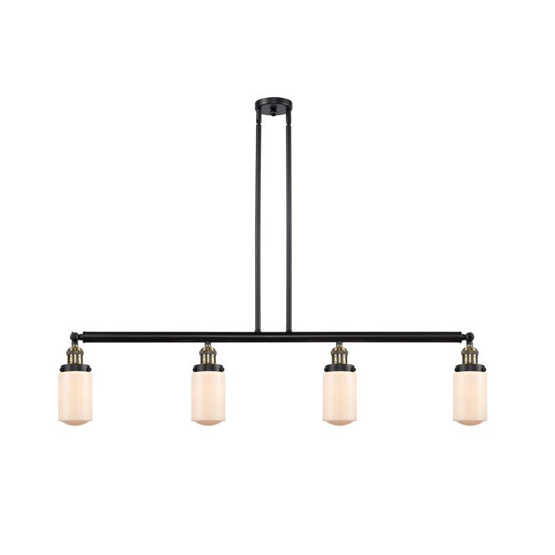 Luminaire suspendu linéaire à 4 lumières pour îlot de cuisine Saroyan, Blanc mat, Ampoule non incluse, Chrome poli