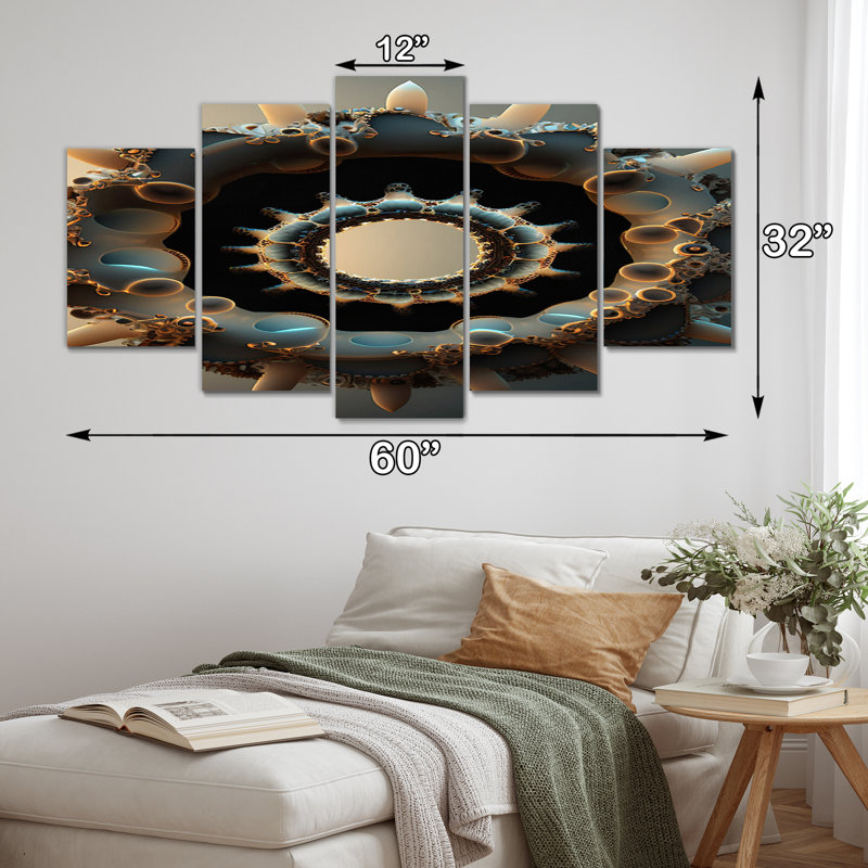 Crishon - Fractals, reproduction sur toile - 5 panneaux