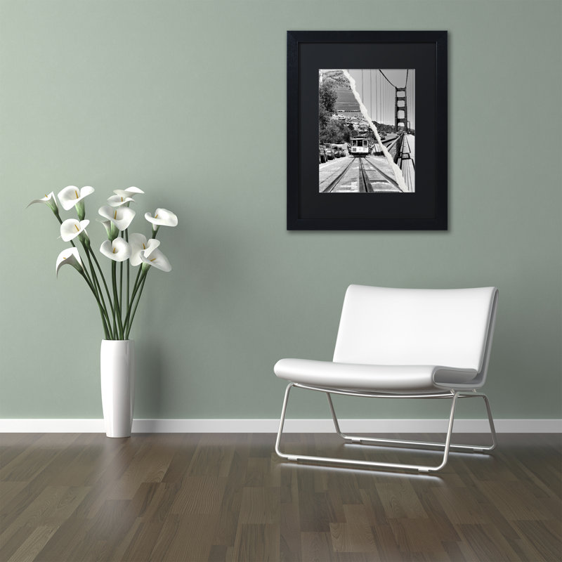 « san francisco cable car », reproduction de photo sur toile encadrée, H 14 po x l 11 po x P 0,5 po, Blanc, Black
