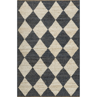 Godelinde Diamond Checkerboard Jute Area Rug