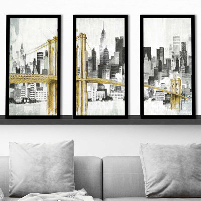 " New York Skyline I Yellow Bridge " 3 - Pieces