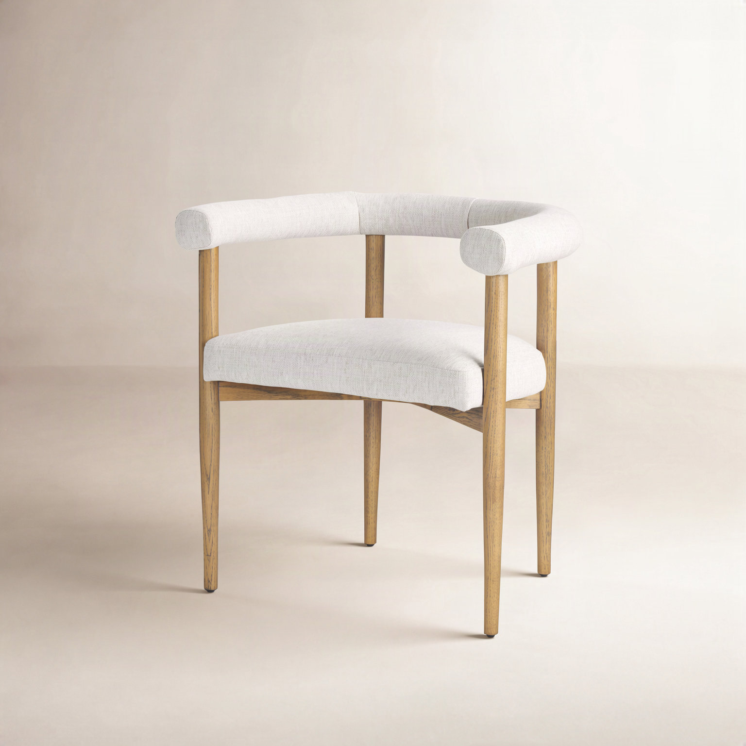 Kirubel Dining Chair w/ Medium Brown Wood and Cream Twill Fabric