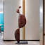 Décor de plancher contemporain en bois sculpté à la main, de forme ovale irrégulière