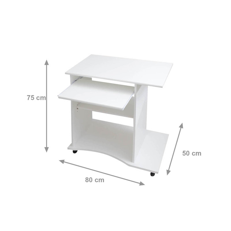 Leming Computer Desk with Keyboard Tray, White