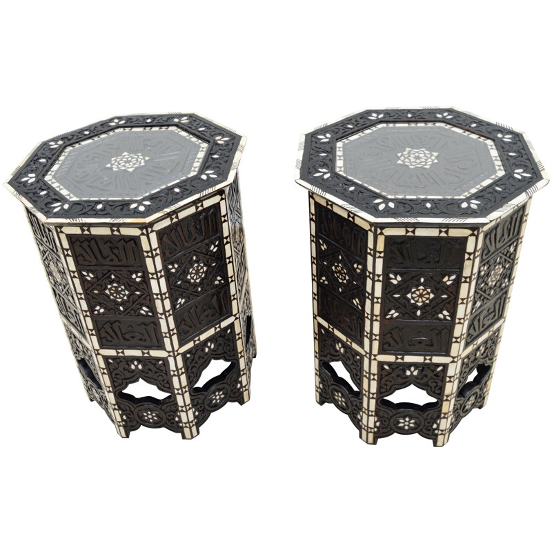 Syrian Glass End Table, Black
