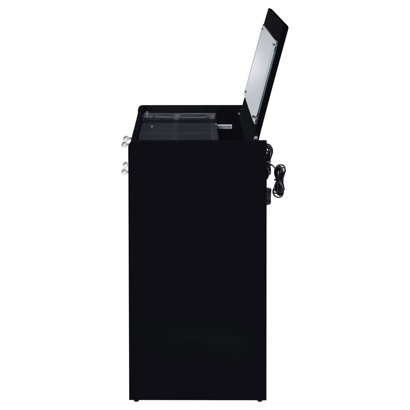 Coiffeuse noire laquée avec miroir et tabouret, Noir