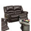 Dessus en cuir reconstitué brun foncé de style contemporain avec plateau-coussin inclinable et coussins