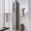Grande armoire de salle de bain, armoire de rangement autoportante avec tiroir et portes, panneau de fibres à densité moyenne, porte en acrylique, tablettes réglables-870847448