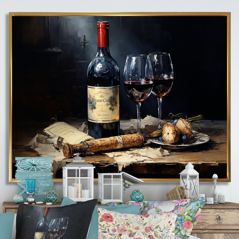 Sommeliers sélection sur toile, Cadre flottant doré, H 30 po x l 40 po