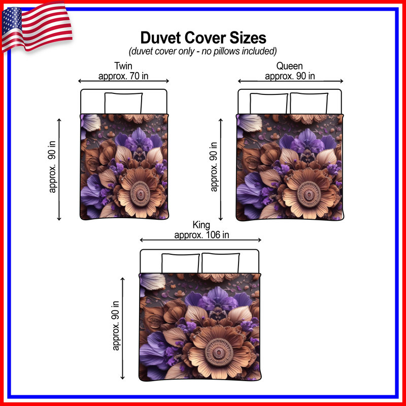 Intricate Floral Arrangement Duvet Covers, Très grand lit