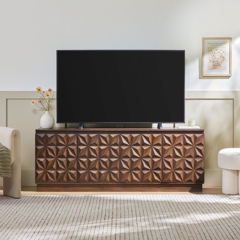 Meuble télé 70 po avec rangement Modern, Brown Oak