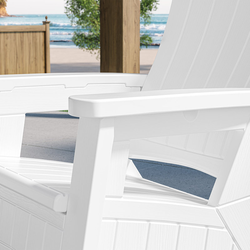Suncast Resin Adirondack Chair with Storage, White