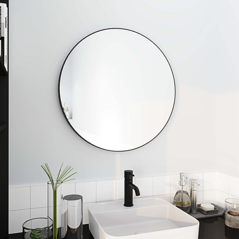 Miroir mural rond en métal, 24 po x 24 po