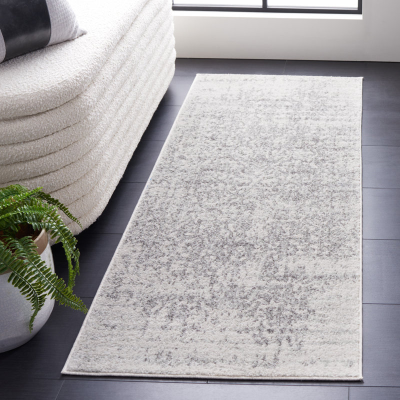 Peter Silver/Ivory Area Rug, Runner 69 x 183cm