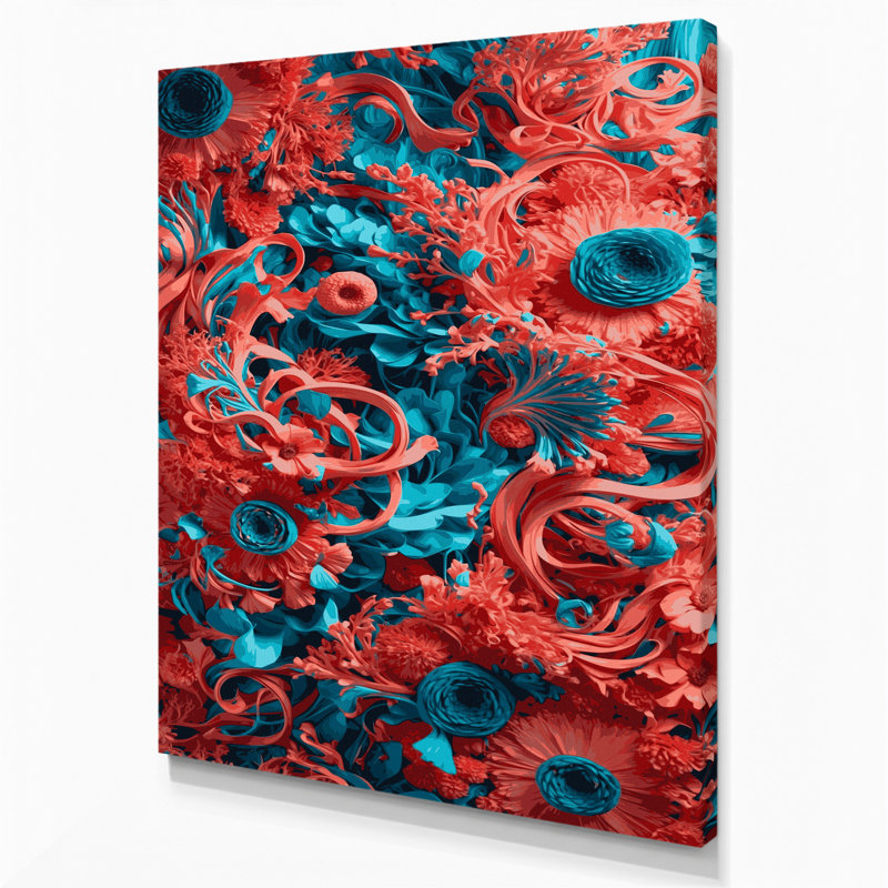«Abstract Florals 77», art mural sur toile brune, H 20 po x l 16 po