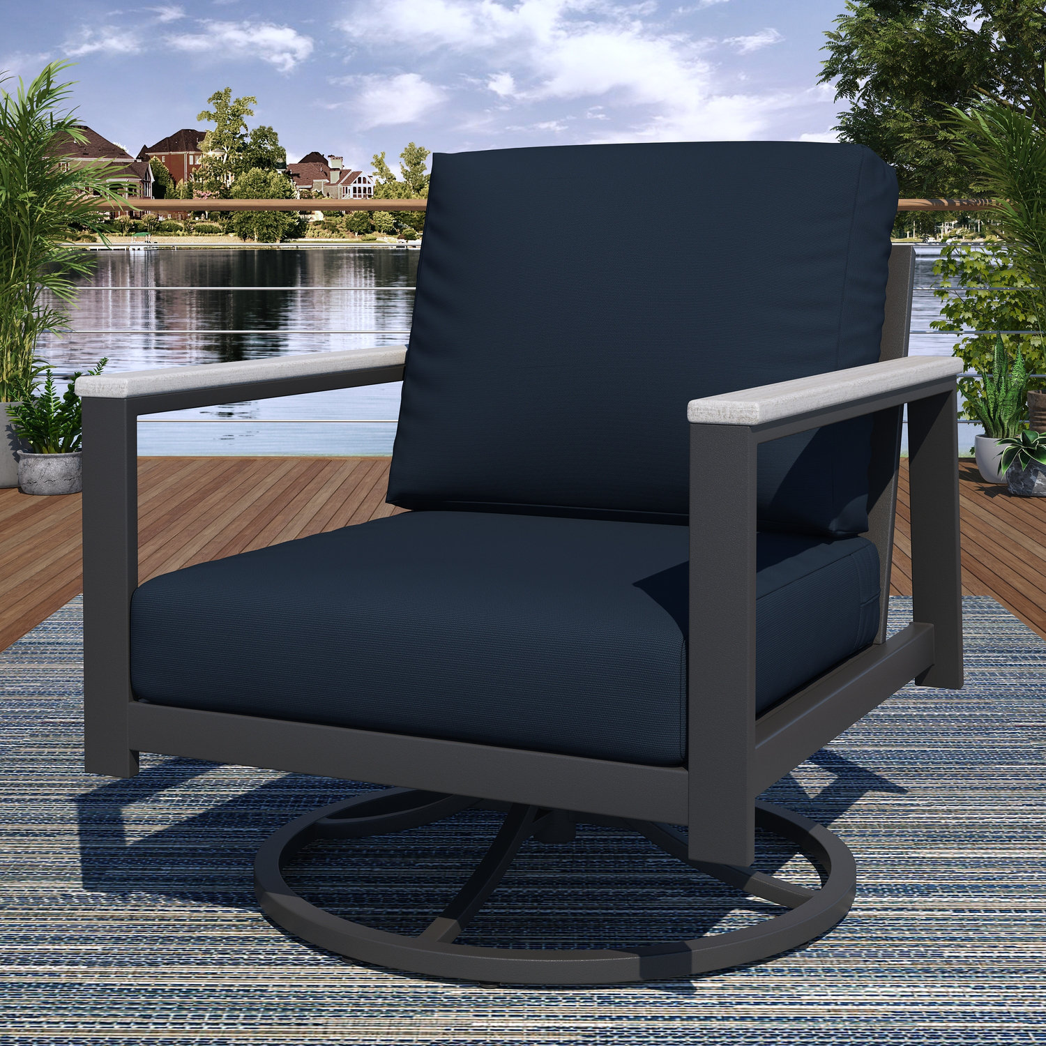 Townsend 7-Person Sunbrella® Patio Seating Group, Canvas Navy Sunbrella® Canvas