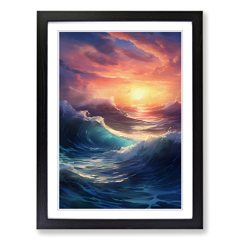 Ocean Digital Framed Print, Black , 64cm H x 46cm W x 2cm D