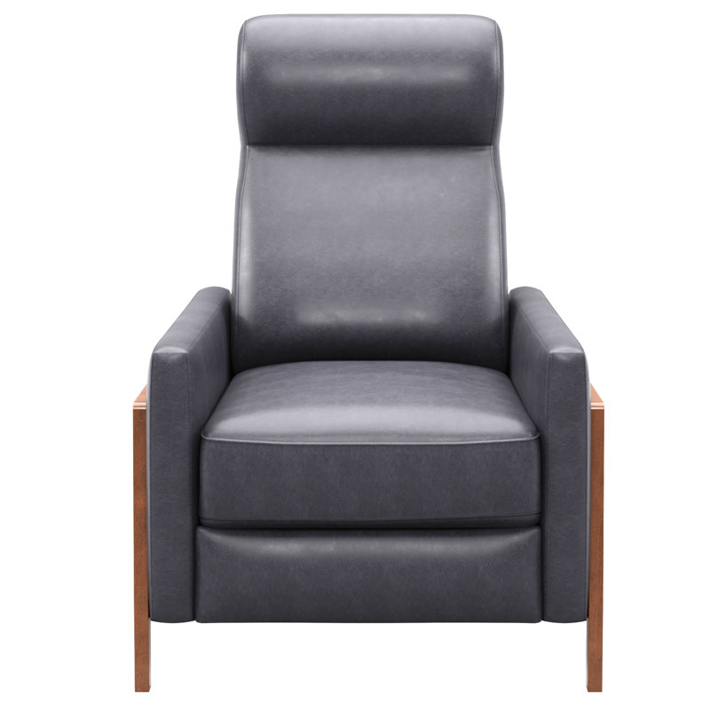 Lathan Recliner, Grey Leather Match