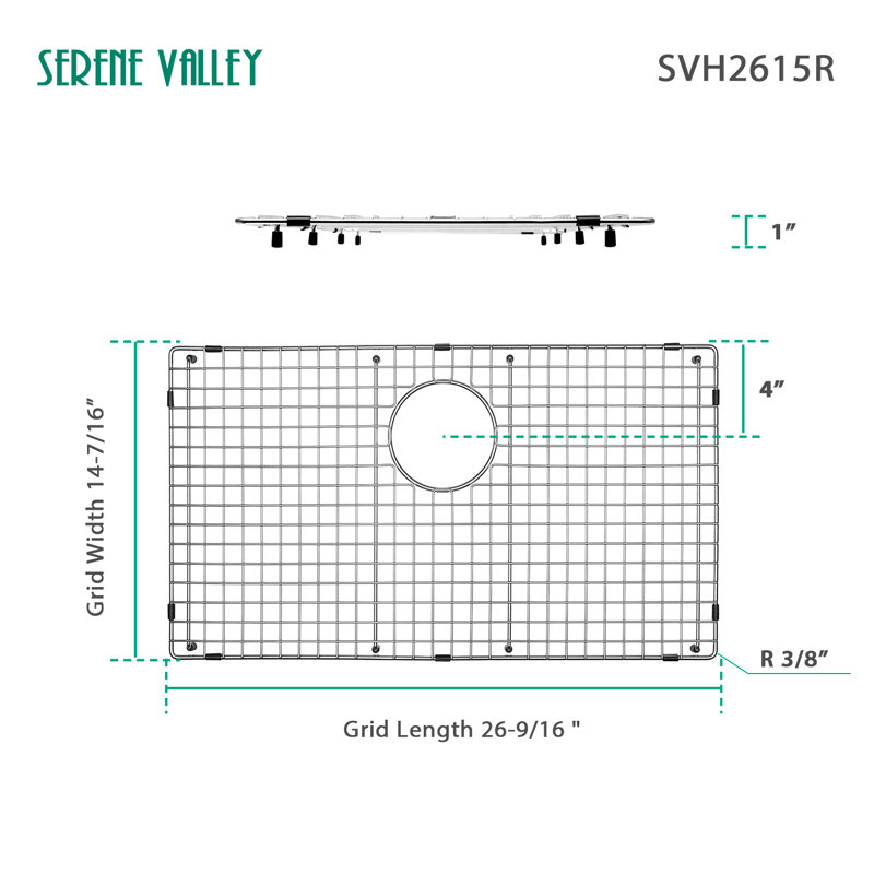 25.98-in x 14.49-in Rear Drain Heavy-Duty Stainless Steel Sink Grid