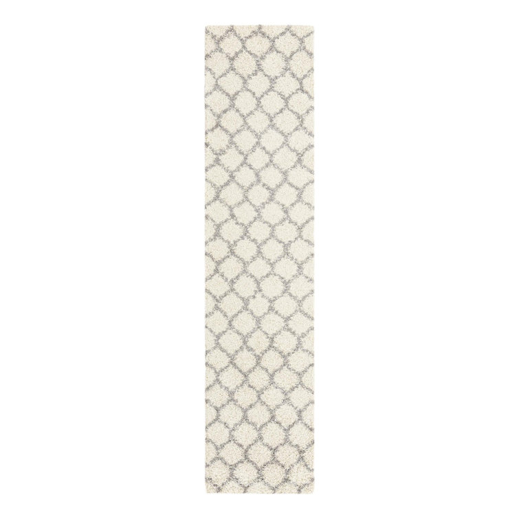 Red Barrel Studio® Ruby Trellis Shag Rug Ivory
