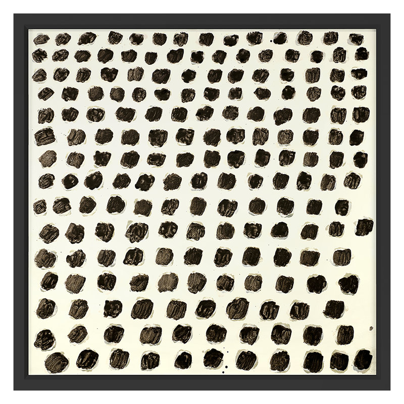 «Oops I Did It Again» par Kelly Neidig - peinture à cadre unique, H 26 po x l 26 po, Noir