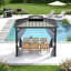 Pavillon de jardin en aluminium avec toit double en polycarbonate, rideaux et filet pour l'extérieur-125455856