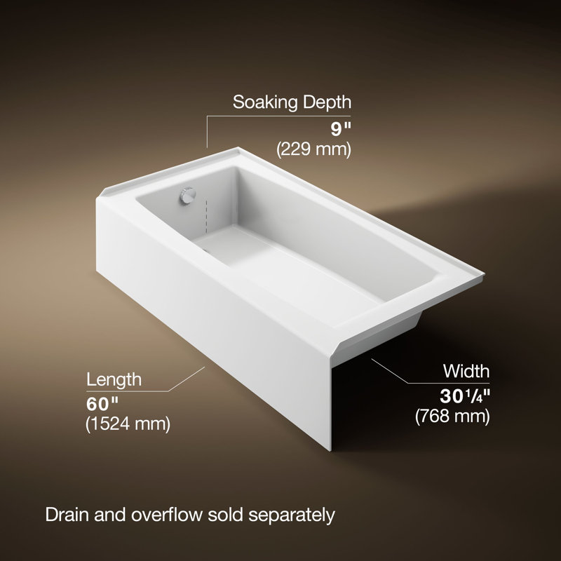 Entity 60" X 30" Alcove Bath with Integral Apron and Integral Flange, Left