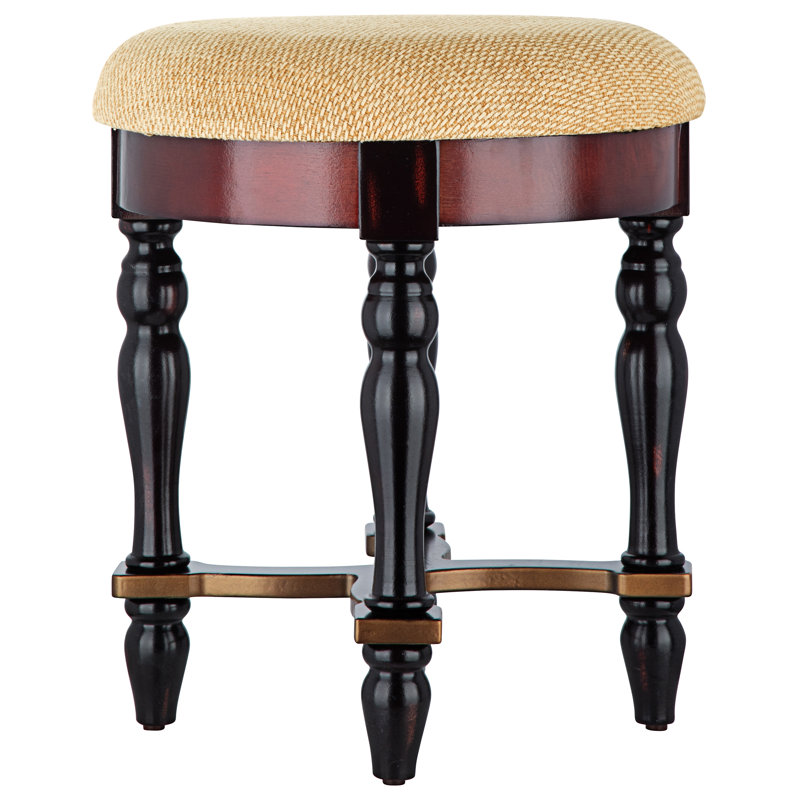 Grand Duchess Walnut and Black Solid Wood Accent Stool