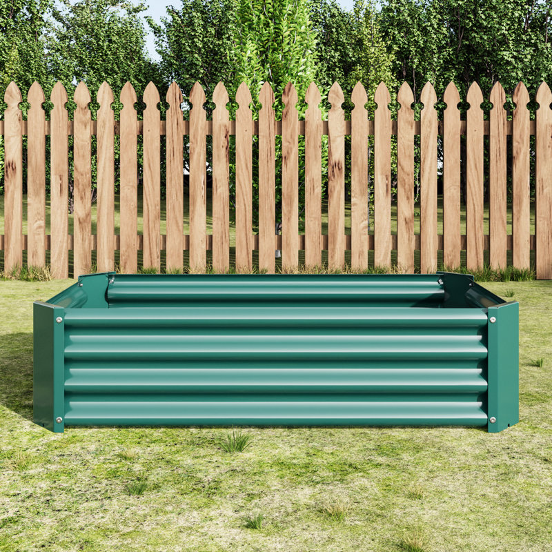 Metal Raised Planter 421Ft Rectangle Bed For Vegetables, Plants, , - Rust Herbs, Easy Assembly, Proof