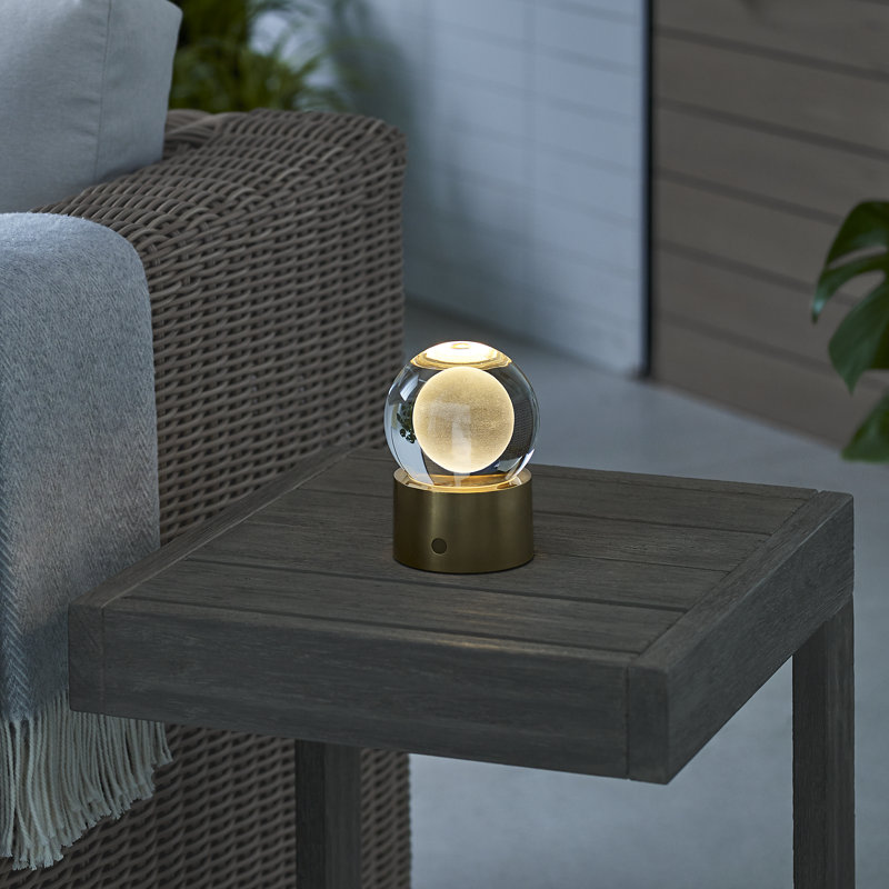 Mina Accent Rechargeable Table Lamp, Natural Brass