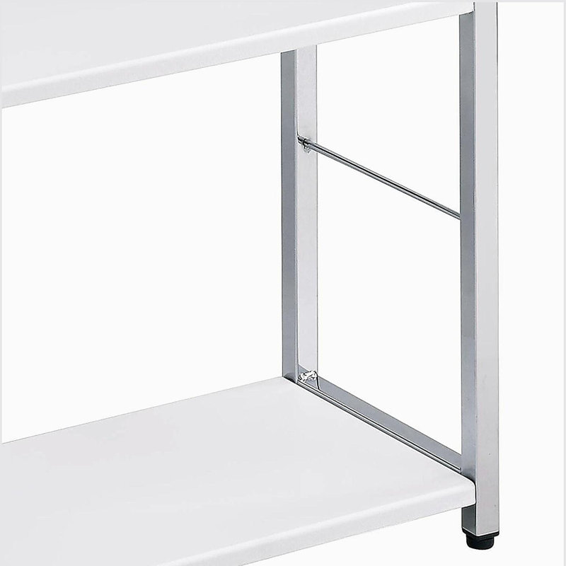 4-Tier Rectangular Bookshelf, White/Silver