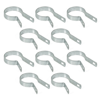 Paquet de 10 bandes de tension galvanisées argentées pour poteau de 2-3 / 8 po de diamètre extérieur avec boulon et écrou, pièces de clôture de maillon de chaîne robustes, quincaillerie pour clôture de maillon de chaîne, barrière, poteaux