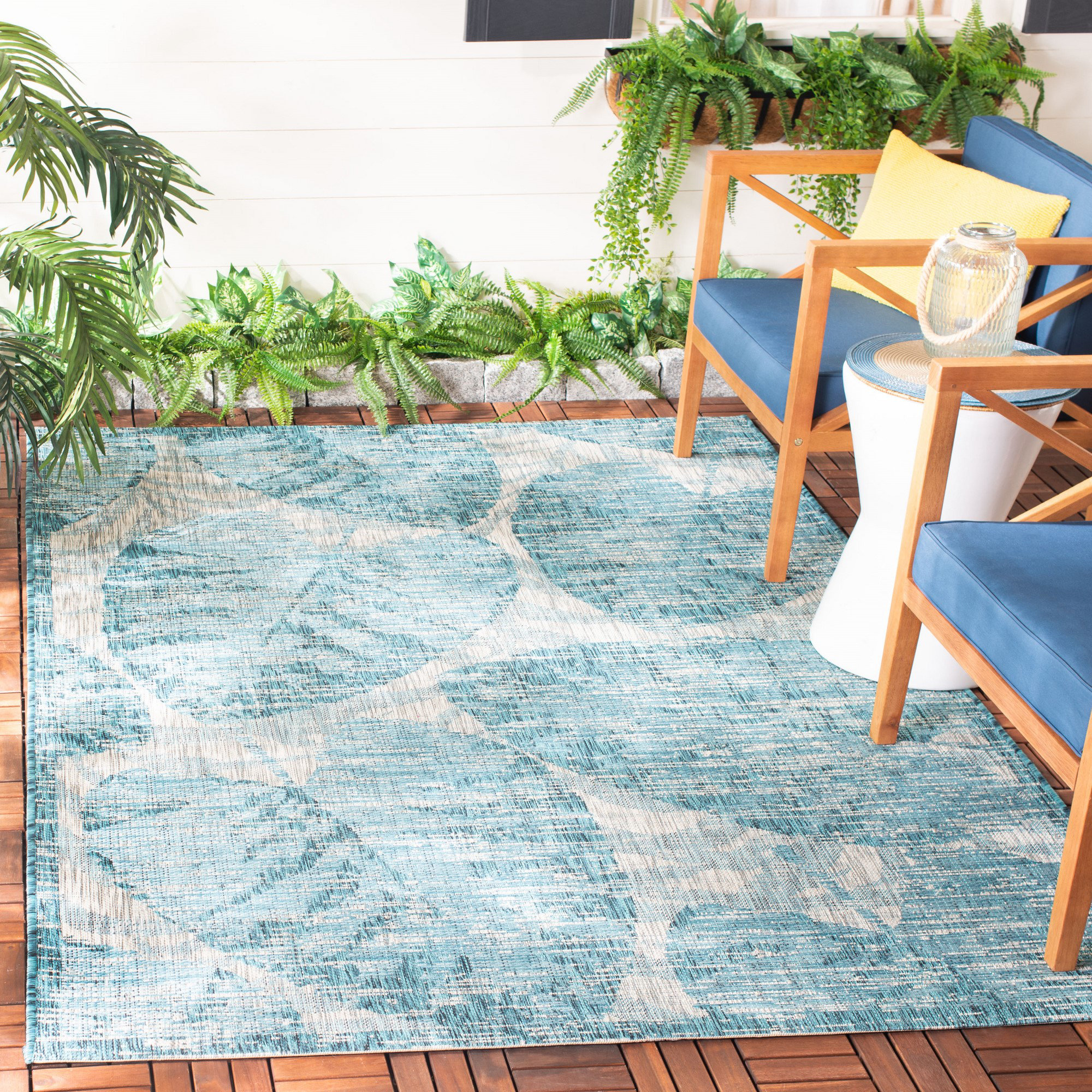 Bayou Breeze Shani Floral Grey/Aqua Area Rug & Reviews - Wayfair Canada