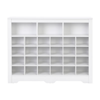 Armoire à chaussures moderne de 24 po blanche, élégante pour tout espace de vie, et fabriquée en panneau de particules blanc avec, tous les désirs, solide