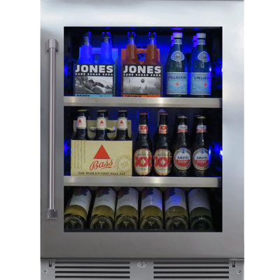 XO 24" 145 Cans 5.7 Cubic Feet Built-In Beverage Refrigerator with Wine Storage and with Glass Door